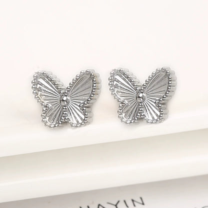 BLUEW Butterfly Stud Earrings for Women Gold Plated Stainless Steel