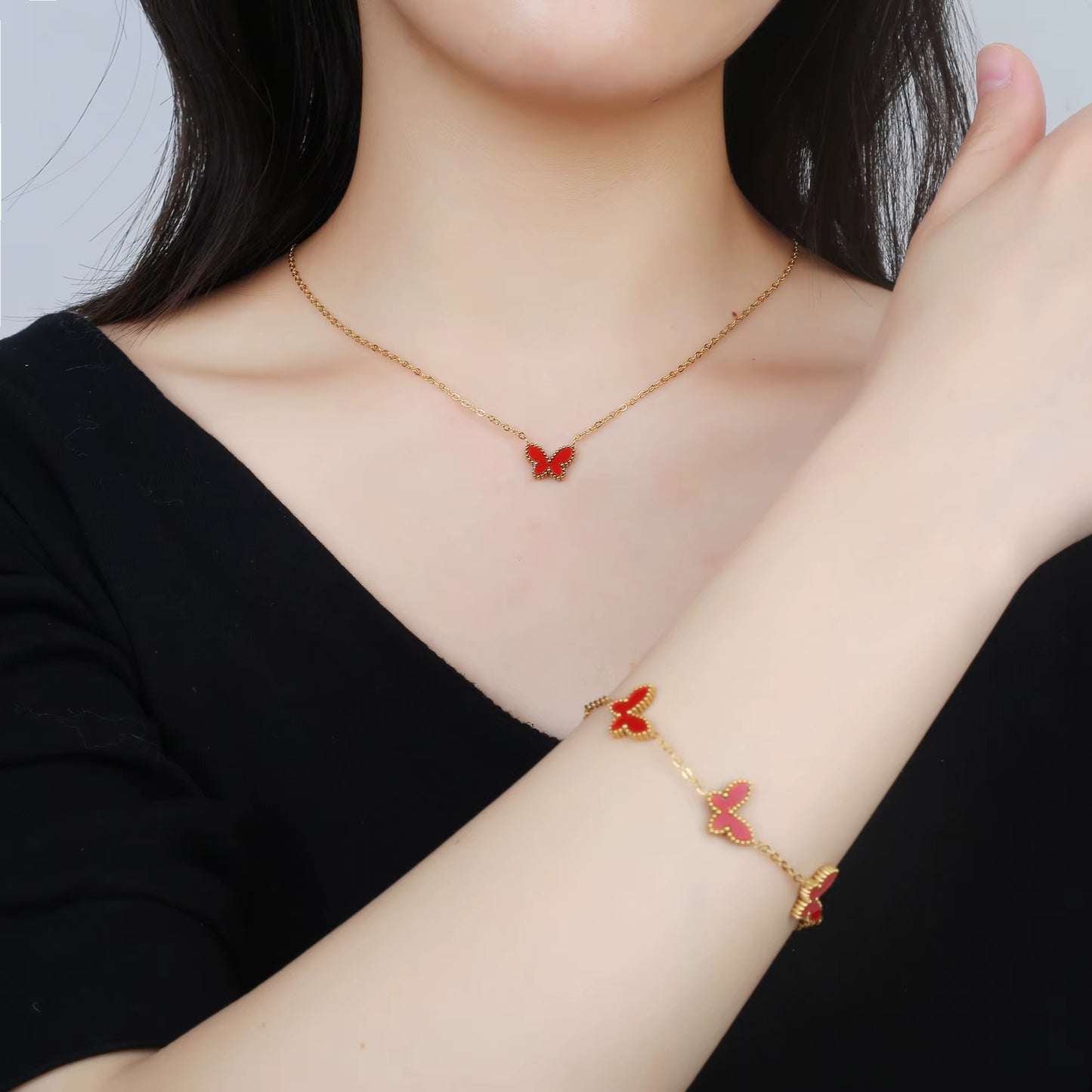 BLUEW Butterfly Bracelets for Women Gold Plated Stainless Steel