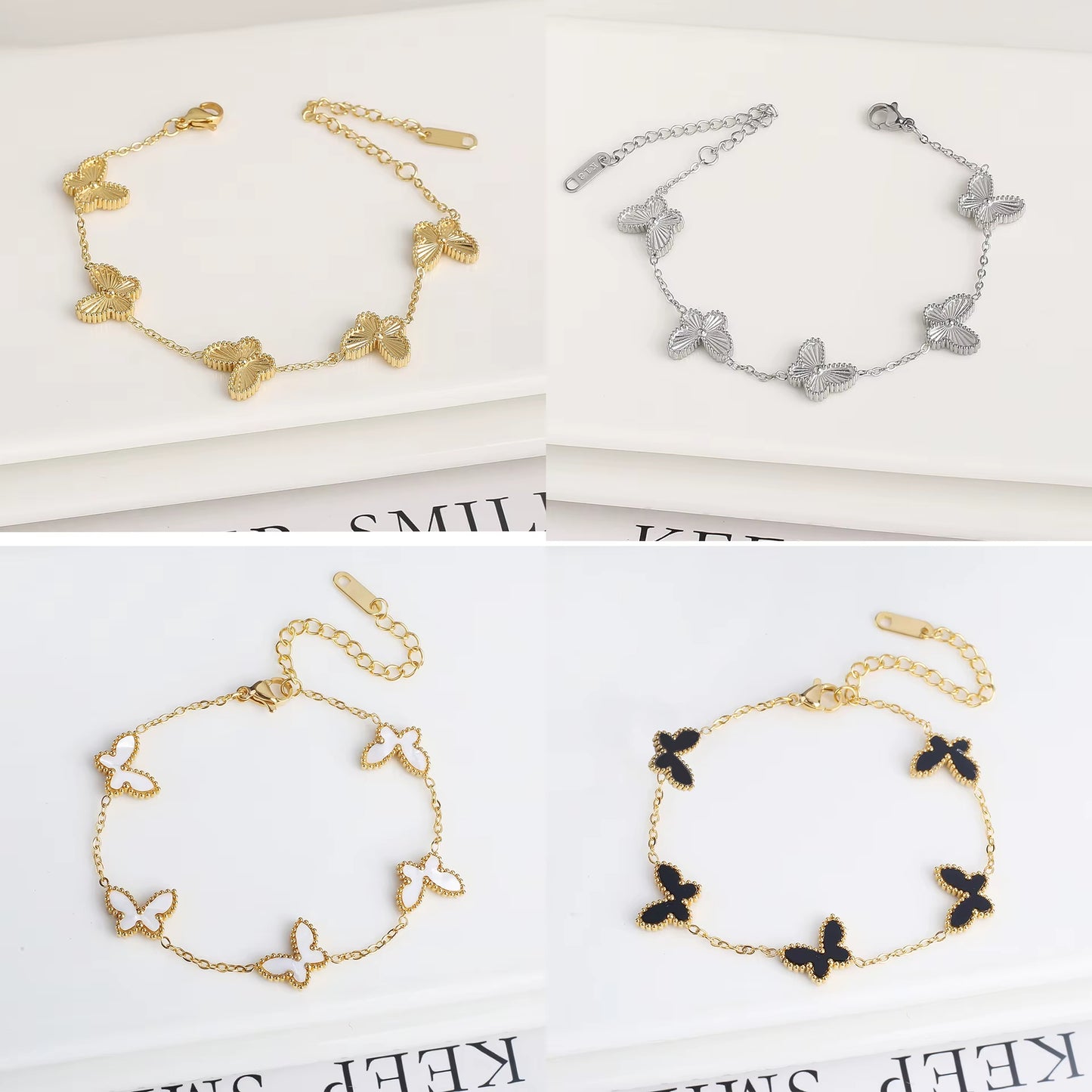 BLUEW Butterfly Bracelets for Women Gold Plated Stainless Steel